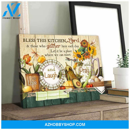 Gorgeous Dragonfly Canvas Bless this Kitchen Wall Art Decor