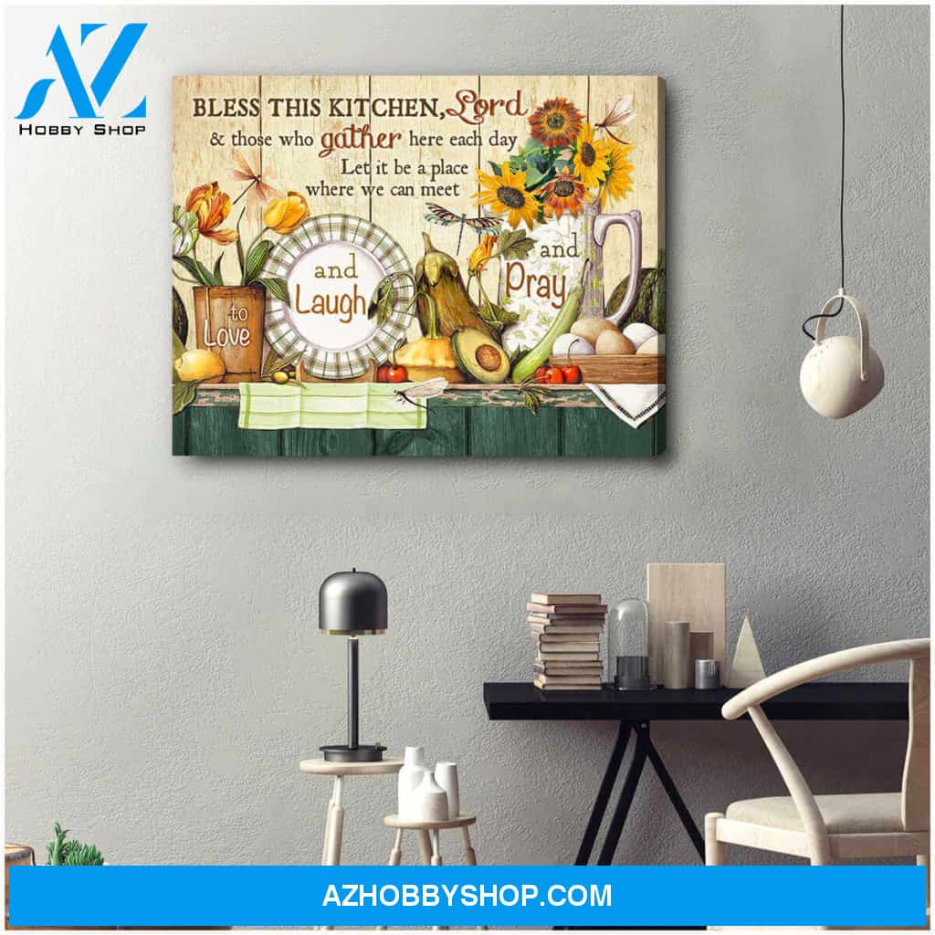 Gorgeous Dragonfly Canvas Bless this Kitchen Wall Art Decor