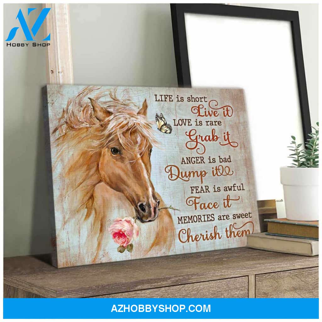 Gorgeous Horse Canvas Life is Short Horse Wall Art Decor