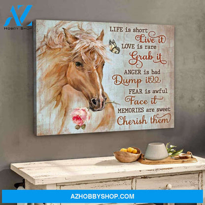 Gorgeous Horse Canvas Life is Short Horse Wall Art Decor