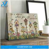 Gorgeous Hummingbird Canvas In a world you can be anything Be Kind Motivational Wall Art Decor, gifts for hummingbird lovers