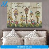 Gorgeous Hummingbird Canvas In a world you can be anything Be Kind Motivational Wall Art Decor, gifts for hummingbird lovers