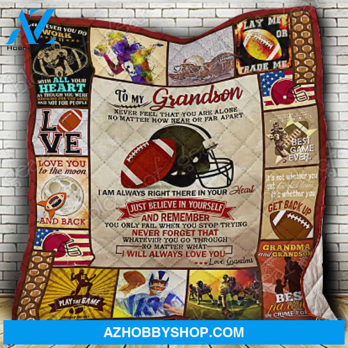 Graduation Football Blanket - To My Grandson Senior 2021 From Grandma Quilt Blanket - FitWearPro