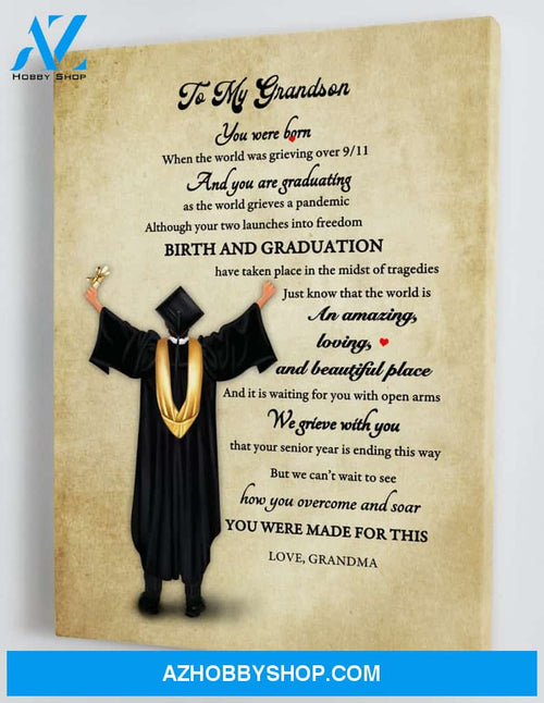 Graduation Gift For Grandson Senior 2021 - From Grandma - Framed Canvas GMS007