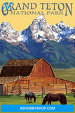 Grand Teton National Park Wyoming Barn And Mountains