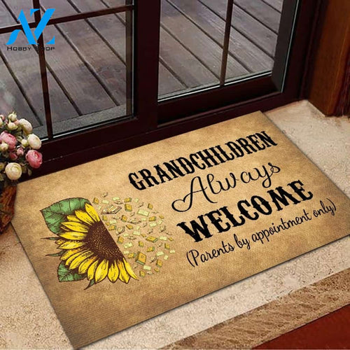 Grandchildren Always Welcome Indoor and Outdoor Doormat Warm House Gift Welcome Mat Gift for Labrador Lovers Birthday Gift