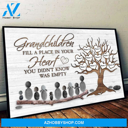 Grandchildren Fill A Place In Your Heart, Family Custom Canvas & Poster, Gift For Family