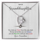 Granddaughter -Beautiful and Loved - Forever Love Heart Necklace