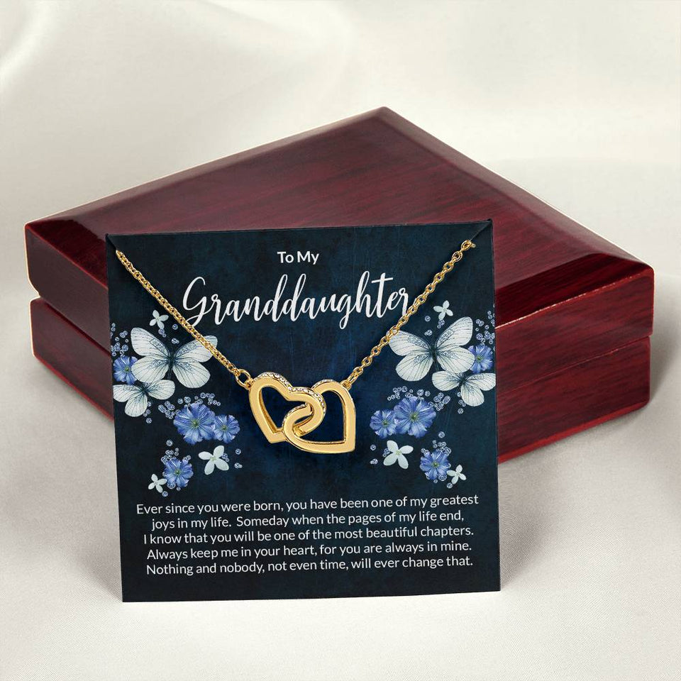 Granddaughter Butterflies Interlocking Hearts Necklace