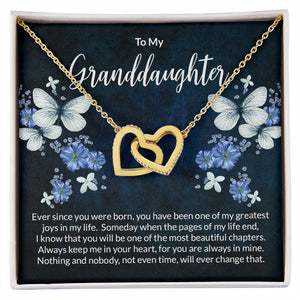 Granddaughter Butterflies Interlocking Hearts Necklace