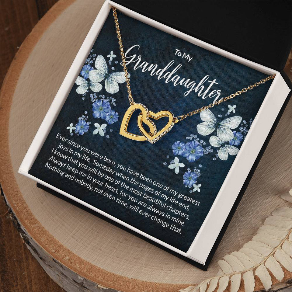 Granddaughter Butterflies Interlocking Hearts Necklace