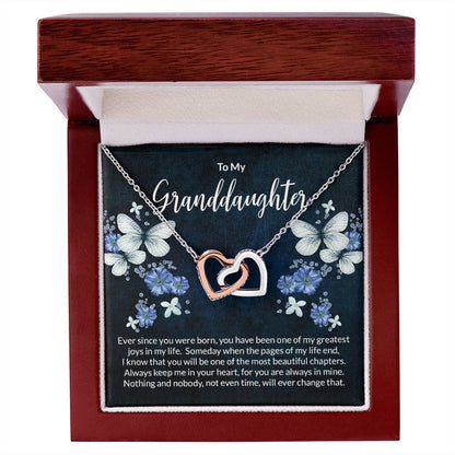 Granddaughter Butterflies Interlocking Hearts Necklace