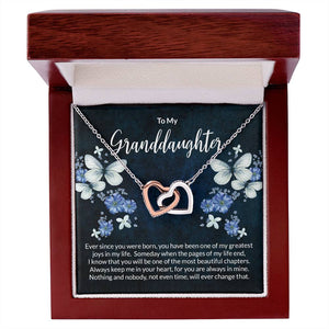 Granddaughter Butterflies Interlocking Hearts Necklace