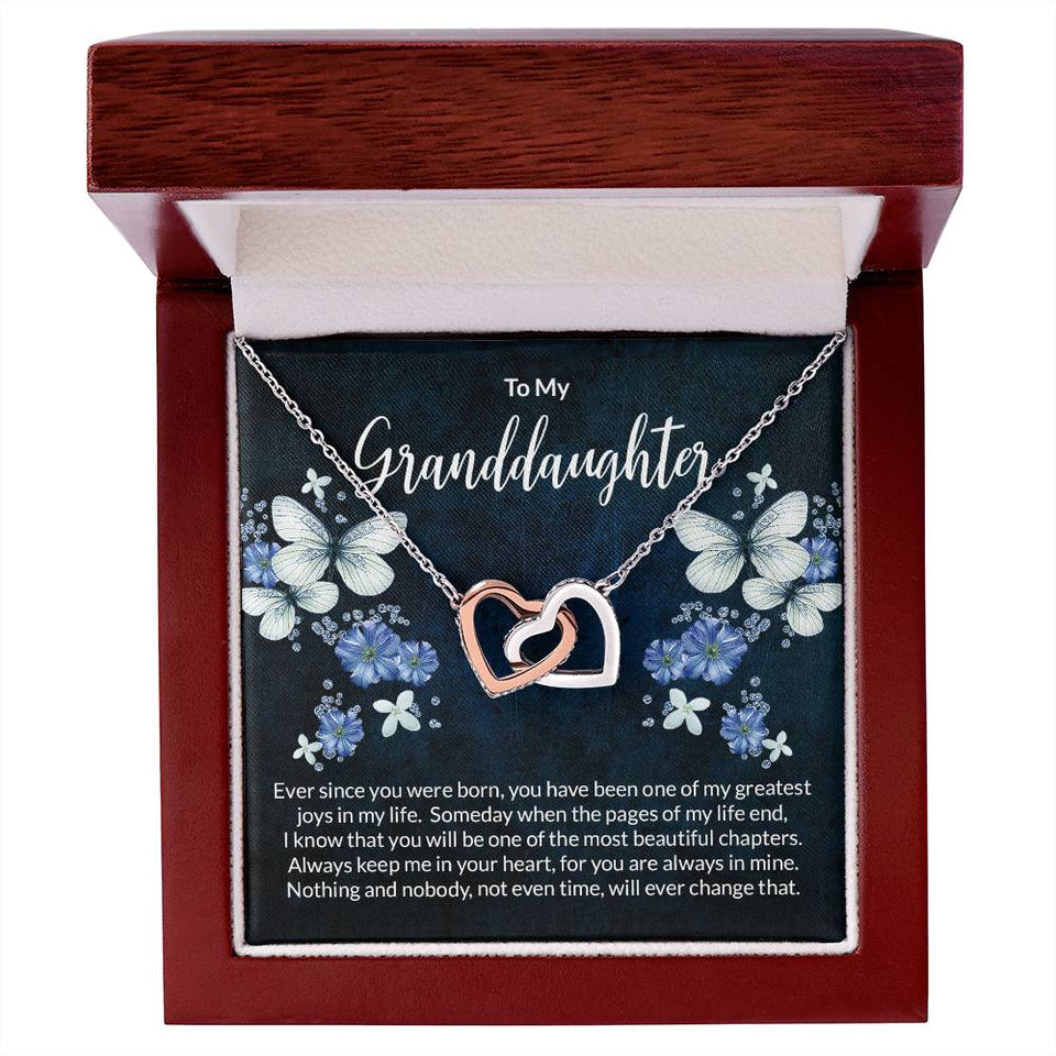 Granddaughter Butterflies Interlocking Hearts Necklace