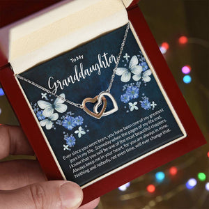 Granddaughter Butterflies Interlocking Hearts Necklace