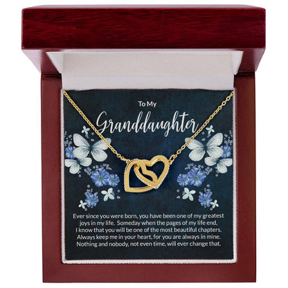 Granddaughter Butterflies Interlocking Hearts Necklace