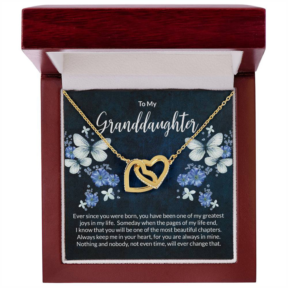 Granddaughter Butterflies Interlocking Hearts Necklace
