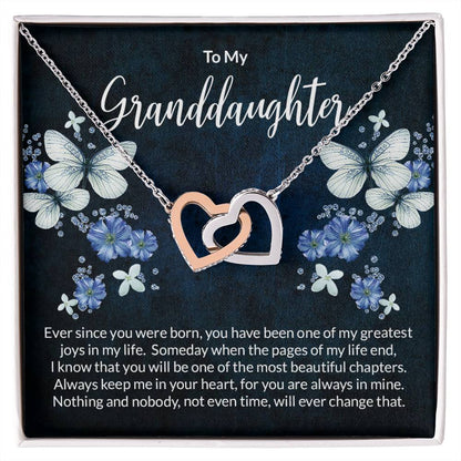 Granddaughter Butterflies Interlocking Hearts Necklace