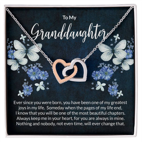 Granddaughter Butterflies Interlocking Hearts Necklace