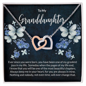 Granddaughter Butterflies Interlocking Hearts Necklace