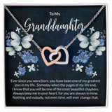 Granddaughter Butterflies Interlocking Hearts Necklace