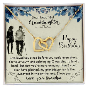 Granddaughter Happy Birthday Interlocking Hearts Necklace