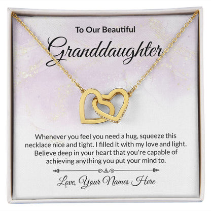 Granddaughter Personalized Card Interlocking Hearts Necklace