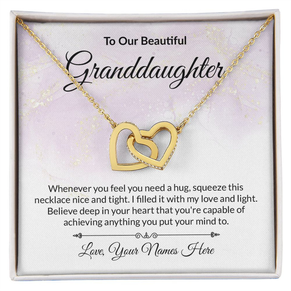 Granddaughter Personalized Card Interlocking Hearts Necklace