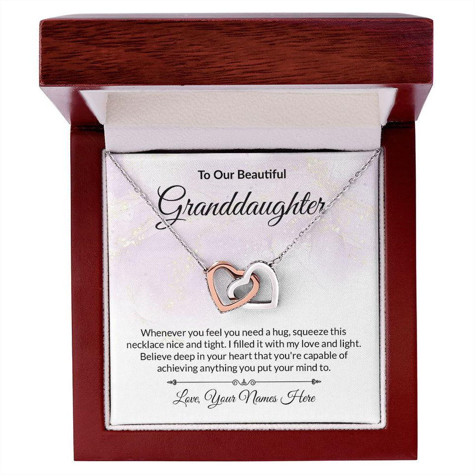 Granddaughter Personalized Card Interlocking Hearts Necklace