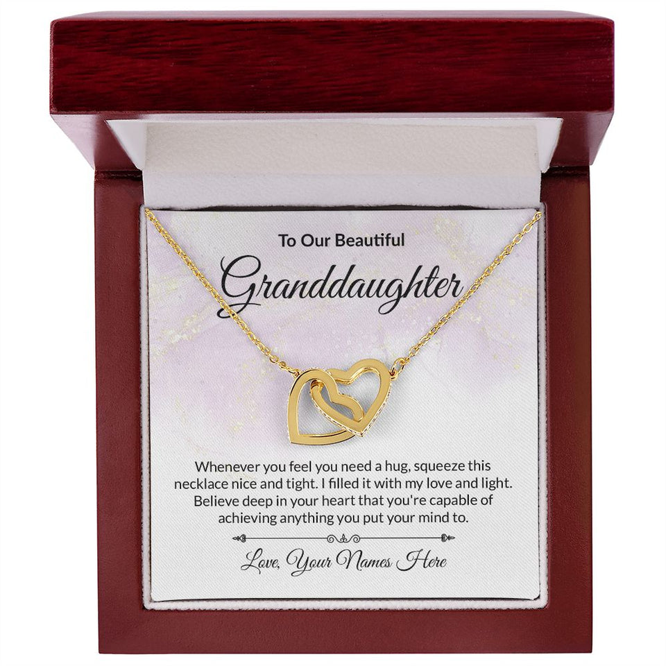 Granddaughter Personalized Card Interlocking Hearts Necklace