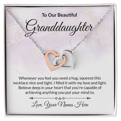 Granddaughter Personalized Card Interlocking Hearts Necklace