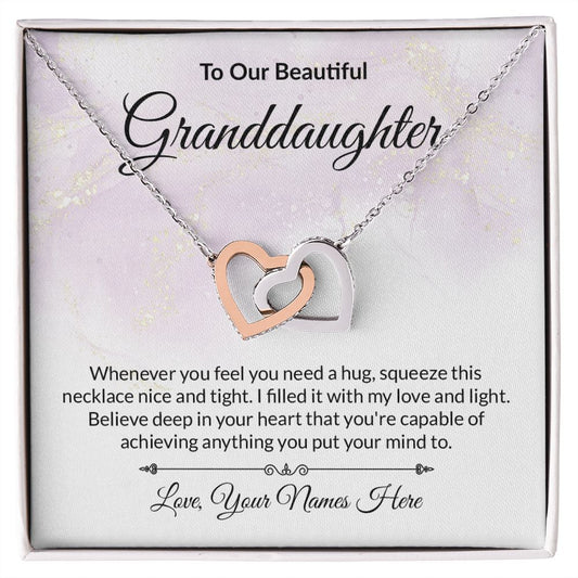Granddaughter Personalized Card Interlocking Hearts Necklace