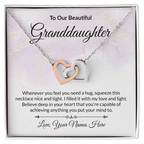 Granddaughter Personalized Card Interlocking Hearts Necklace