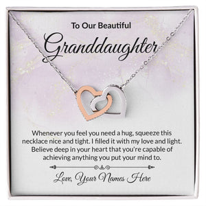 Granddaughter Personalized Card Interlocking Hearts Necklace