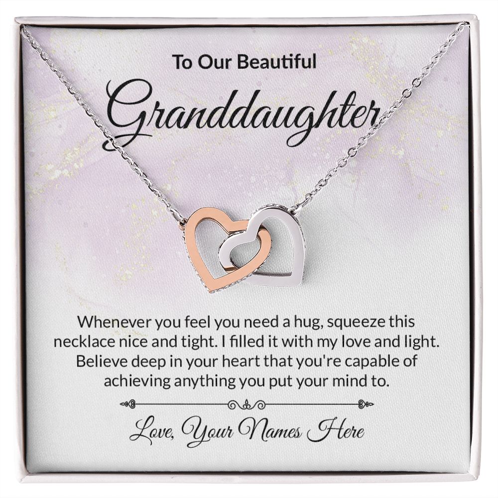 Granddaughter Personalized Card Interlocking Hearts Necklace