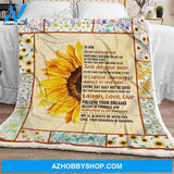 Granddaughter Sunflower Fleece Blanket Our Sunshine, From Grandma Grandpa - Gift For Granddaughter | Family Blanket
