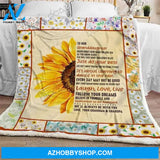 Granddaughter Sunflower Fleece Blanket Our Sunshine, From Grandma Grandpa - Gift For Granddaughter | Family Blanket