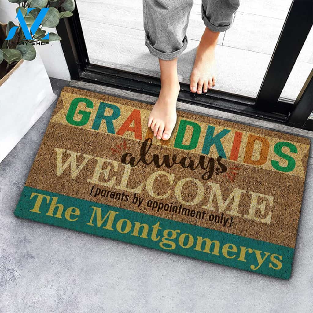 Grandkids Always Welcome Family Name Custom Doormat Personalized Doormat Housewarming Gift Custom Welcome Mat