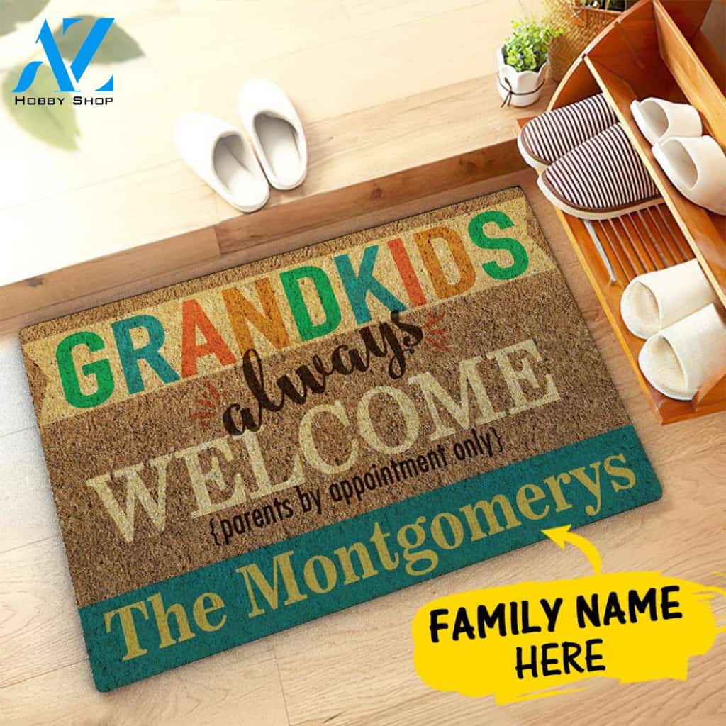 Grandkids Always Welcome Family Name Custom Doormat Personalized Doormat Housewarming Gift Custom Welcome Mat