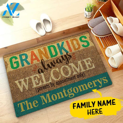 Grandkids Always Welcome Family Name Custom Doormat Personalized Doormat Housewarming Gift Custom Welcome Mat