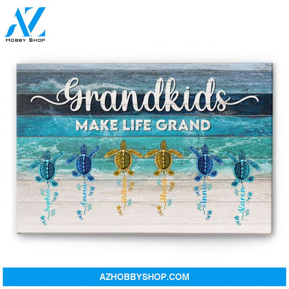 Grandkids Make Life Grand, Family Custom Poster/Canvas, Gift For Grandparents, Grandma, Grandpa, Grandmother, Grandfather, Beach Lovers, Turtle Lovers
