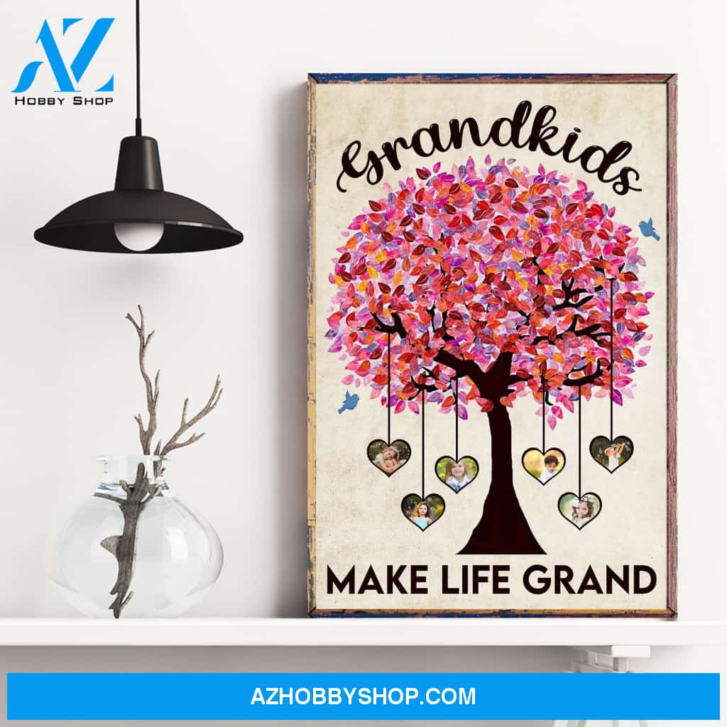 Grandkids Make Life Grand, Family Custom Poster/Canvas, Gift For Grandparents, Grandmother, Grandfather, Grandma, Grandpa