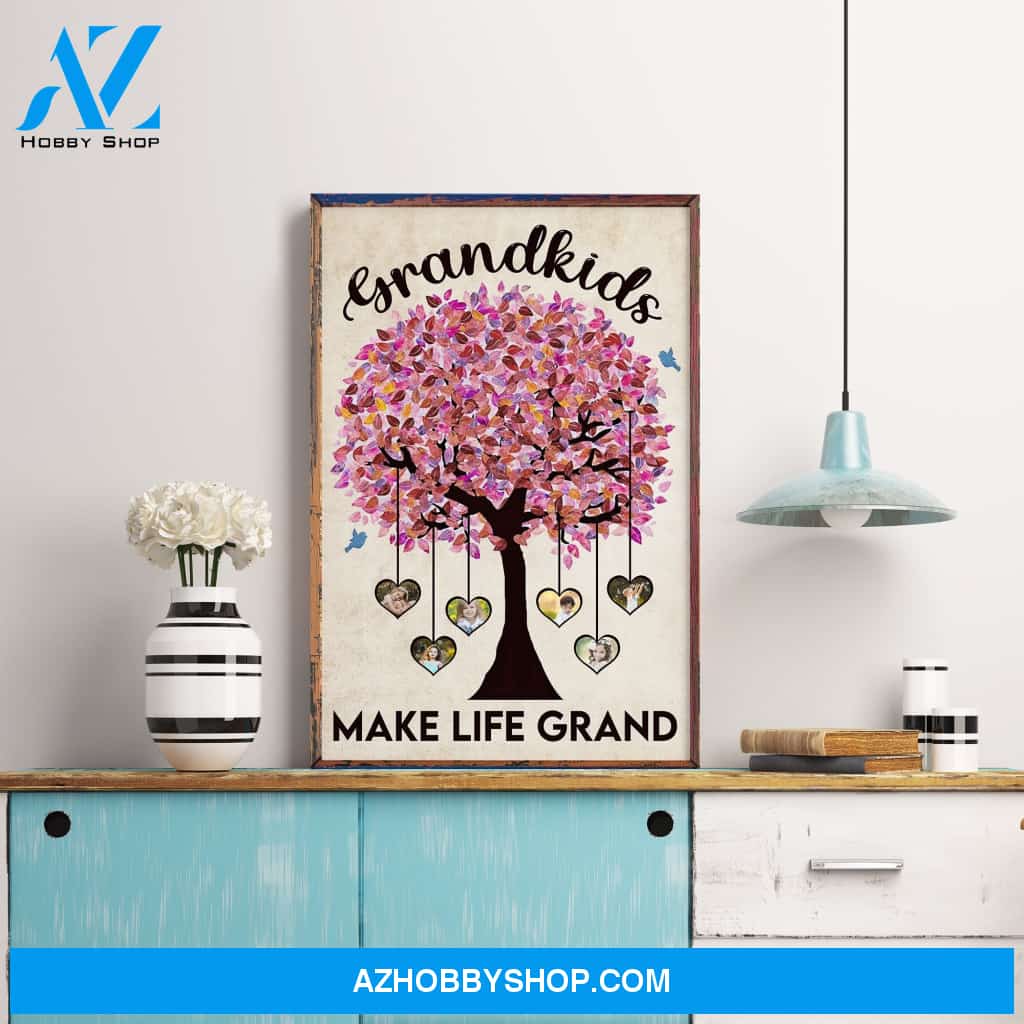 Grandkids Make Life Grand, Family Custom Poster/Canvas, Gift For Grandparents, Grandmother, Grandfather, Grandma, Grandpa