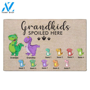 Grandkids Spoiled Here Dinosaur Personalized Doormat, LIHD
