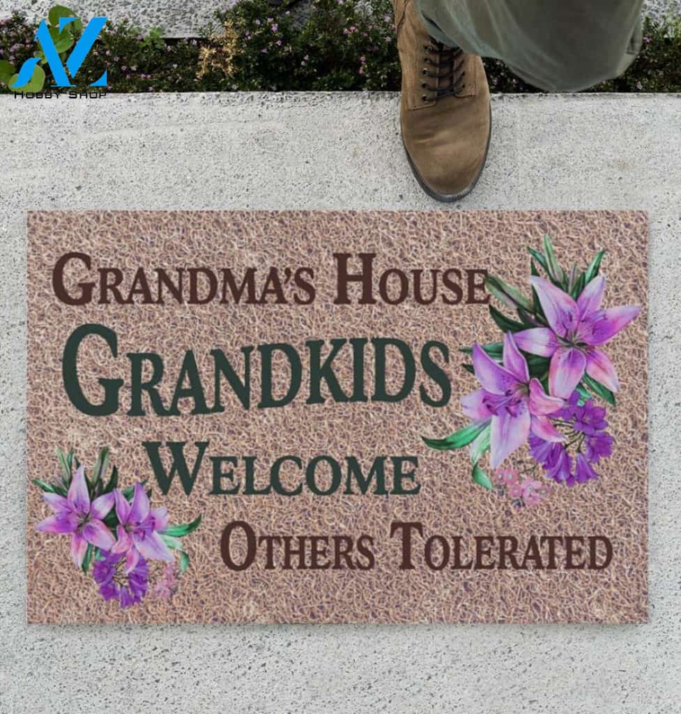 Grandkids Welcome Others Tolerated Doormat | Welcome Mat | House Warming Gift