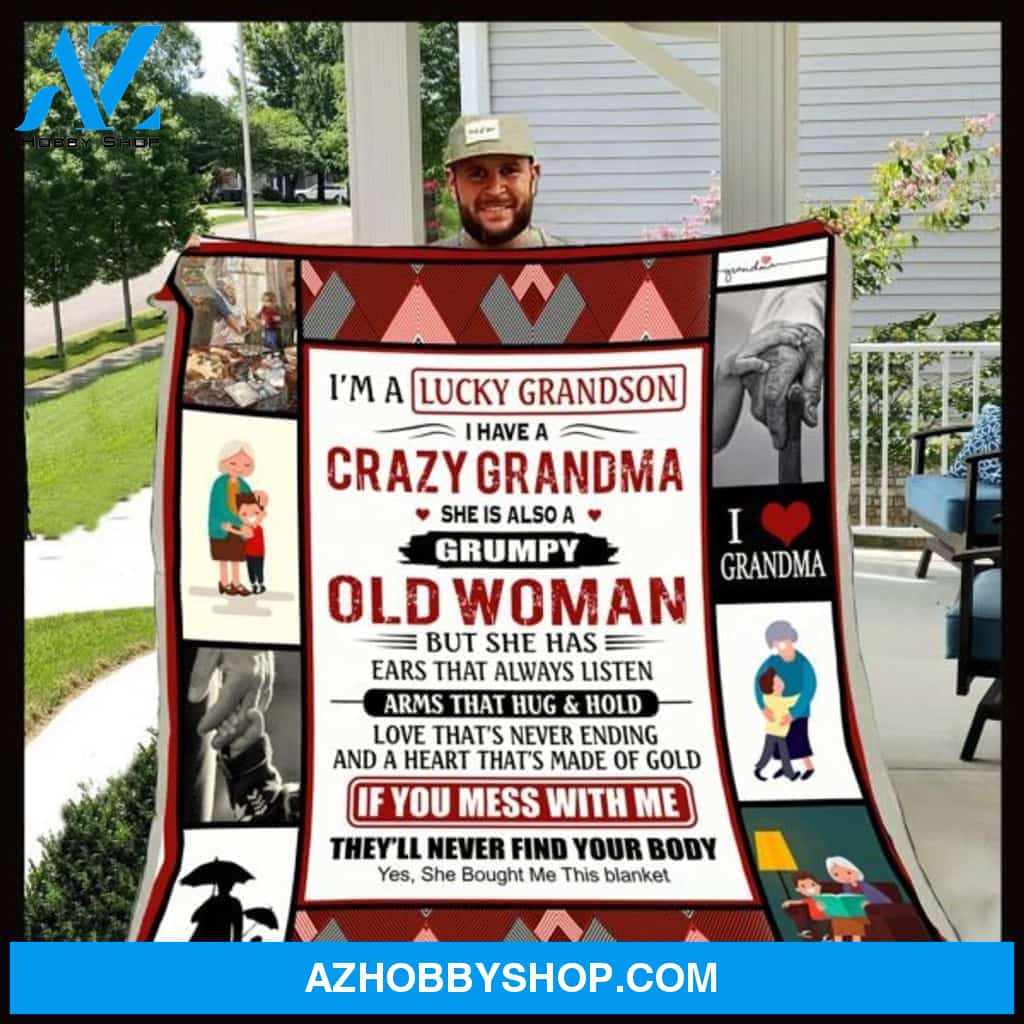 Grandma and Grandson Fleece Blanket Great Customized Gift For Birthday Christmas Thanksgiving