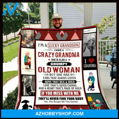 Grandma and Grandson Fleece Blanket Great Customized Gift For Birthday Christmas Thanksgiving