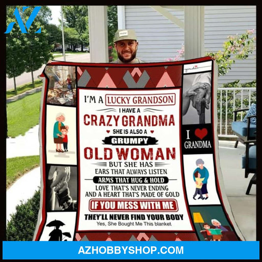 Grandma and Grandson Fleece Blanket Great Customized Gift For Birthday Christmas Thanksgiving