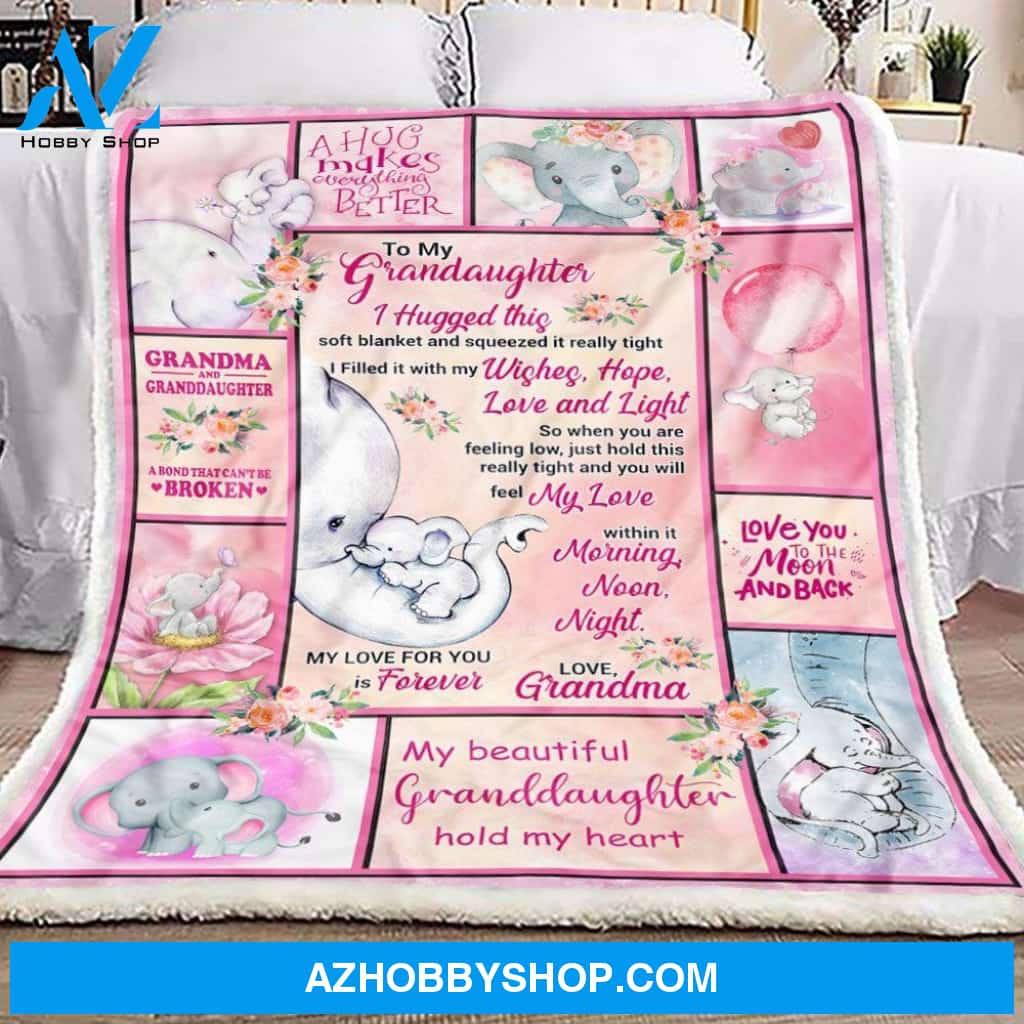 Grandma To Granddaughter Letter Elephant Fleece Blanket Gift for Granddaughter