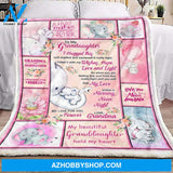Grandma To Granddaughter Letter Elephant Fleece Blanket Gift for Granddaughter